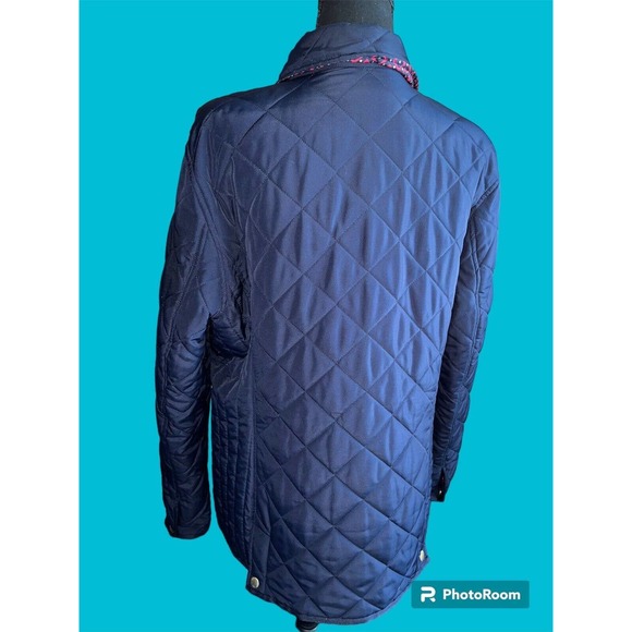 Crown & Ivy Long Women’s Sleeve Button Front Quilted Jacket Navy Blue Size L‎ - Picture 3 of 11